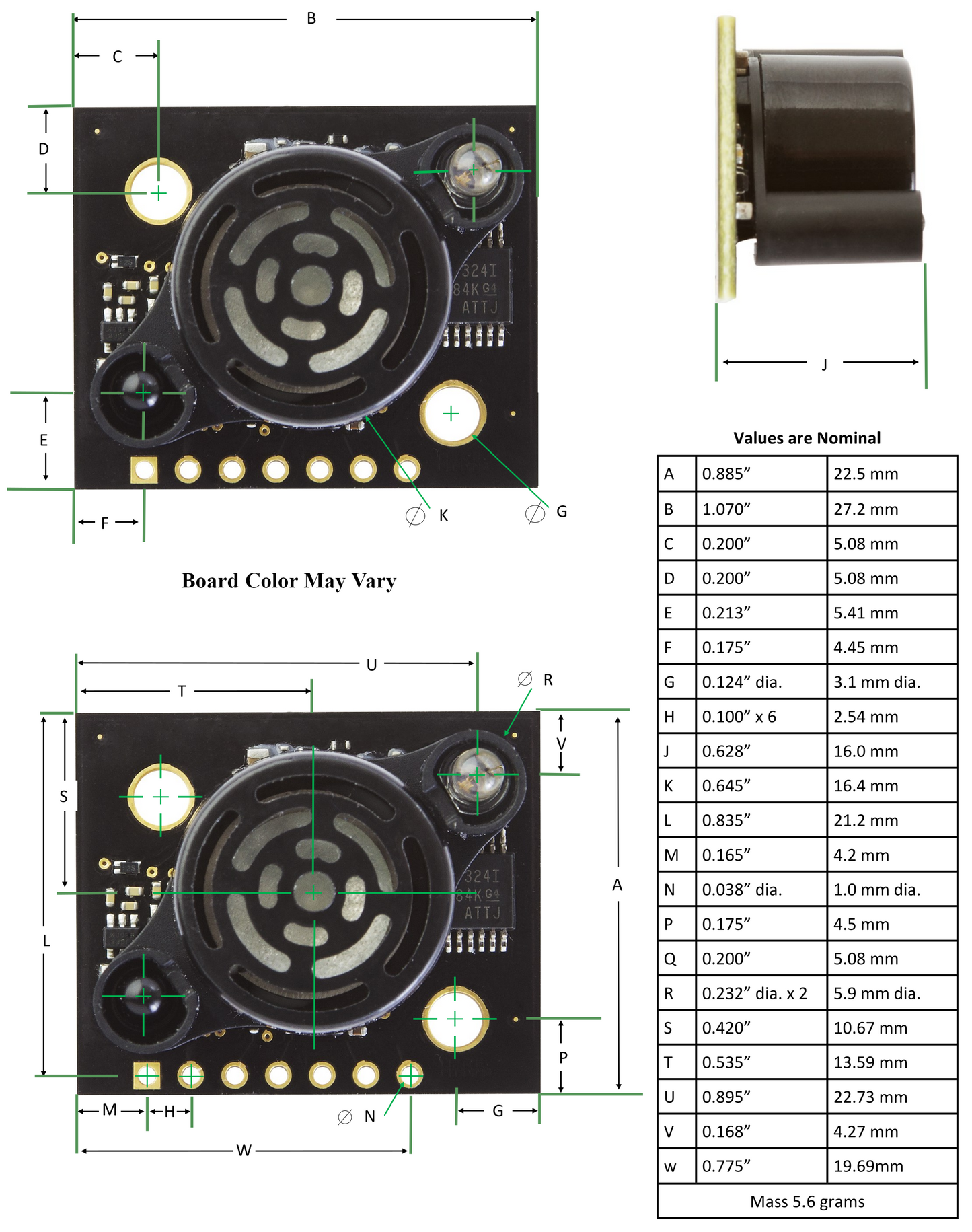 Mechanical Dimensions for Cargo Ultrasonic Range Finder