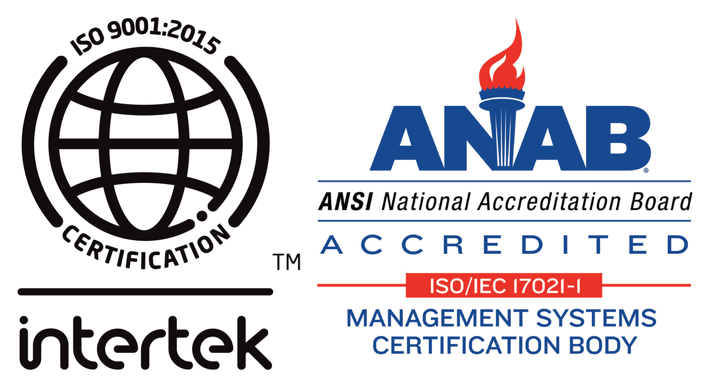 Certification by intertek of ISO 9001:2015 - ANAB Accredited